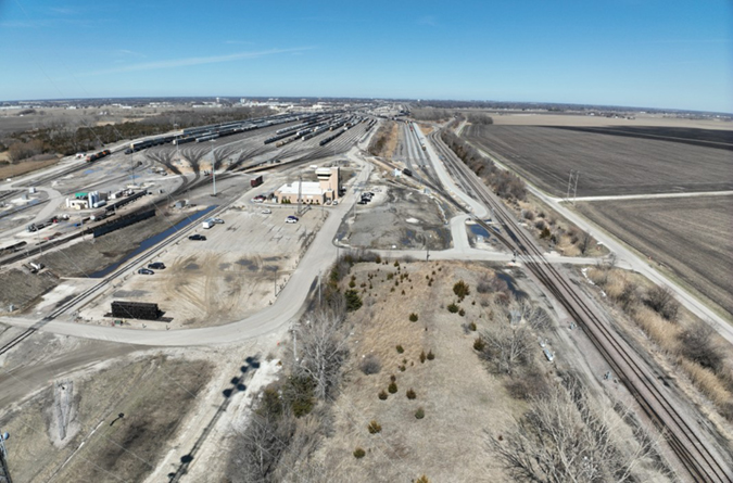 The Galesburg yard with hump in the background, left The Galesburg yard with hump in the background, left
