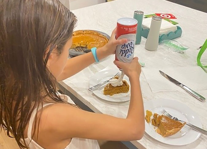 BNSF’s Justin Wormmeester, general director of federal government affairs, and his daughter Leigh tried out the pumpkin pie recipe. Leigh said it was “the best pumpkin pie ever!”